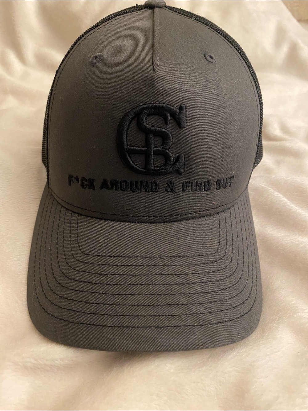 Embroidered Trucker Hat - Black